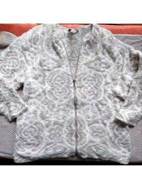 C J Banks Zip-up Gray/White Cardigan.  Size X